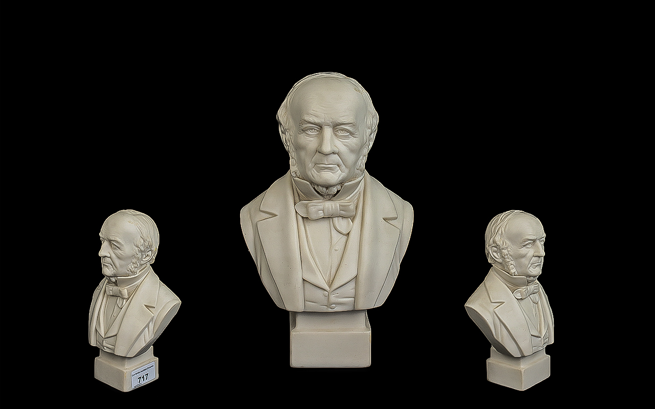 A Mid 19thC Parian Bust Of Lord Gladstone, Raised On A Square Base, Unsigned,