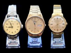 Three Gents Wrist Watches, to include a Seiko Quartz and Timex manual wind both in working order,