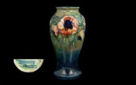 Moorcroft Blue Vase. Signed to Base. Approx Size 7.8 Inches High.