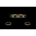 Antique Period - 18ct Gold Good Quality Sapphire and Diamond Channel Set Ring.