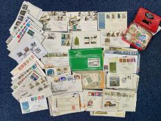 Box of Stamps, including First Day Covers, postal orders and a quantity of loose stamps.