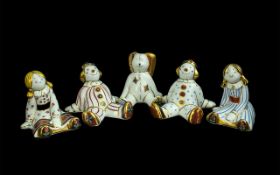 Royal Crown Derby Treasures of Children's Series Hand Painted Small Toy Figures ( 5 ) In Total.
