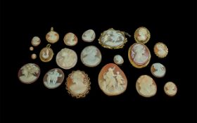 Mixed Collection of Loose & Mounted Shell Cameos, mostly depicting maidens, 20 in total.