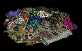 Collection of Costume Jewellery, comprising beads, crystals, bracelets, bangles, earrings, chains,