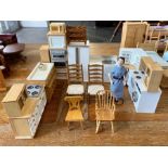 Dolls House Interest - Collection of Kitchen Dolls House Furniture, including kitchen cabinets,