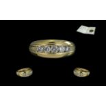 Gents 14ct Yellow Gold - Pleasing Custom Made 5 Channel Diamond Set Band Ring of Top Quality.