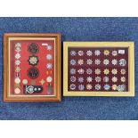 Fire Brigade Interest - Two Framed Collections of Fire Brigade Medals & Badges,