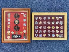 Fire Brigade Interest - Two Framed Collections of Fire Brigade Medals & Badges,