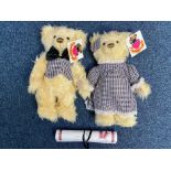 Two Metro Teddy Bears, 'Thomas & Meghan' a boy bear in a waistcoat and bow tie,