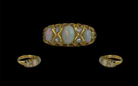 Edwardian Period - Attractive Opal and Diamond Set Ring,