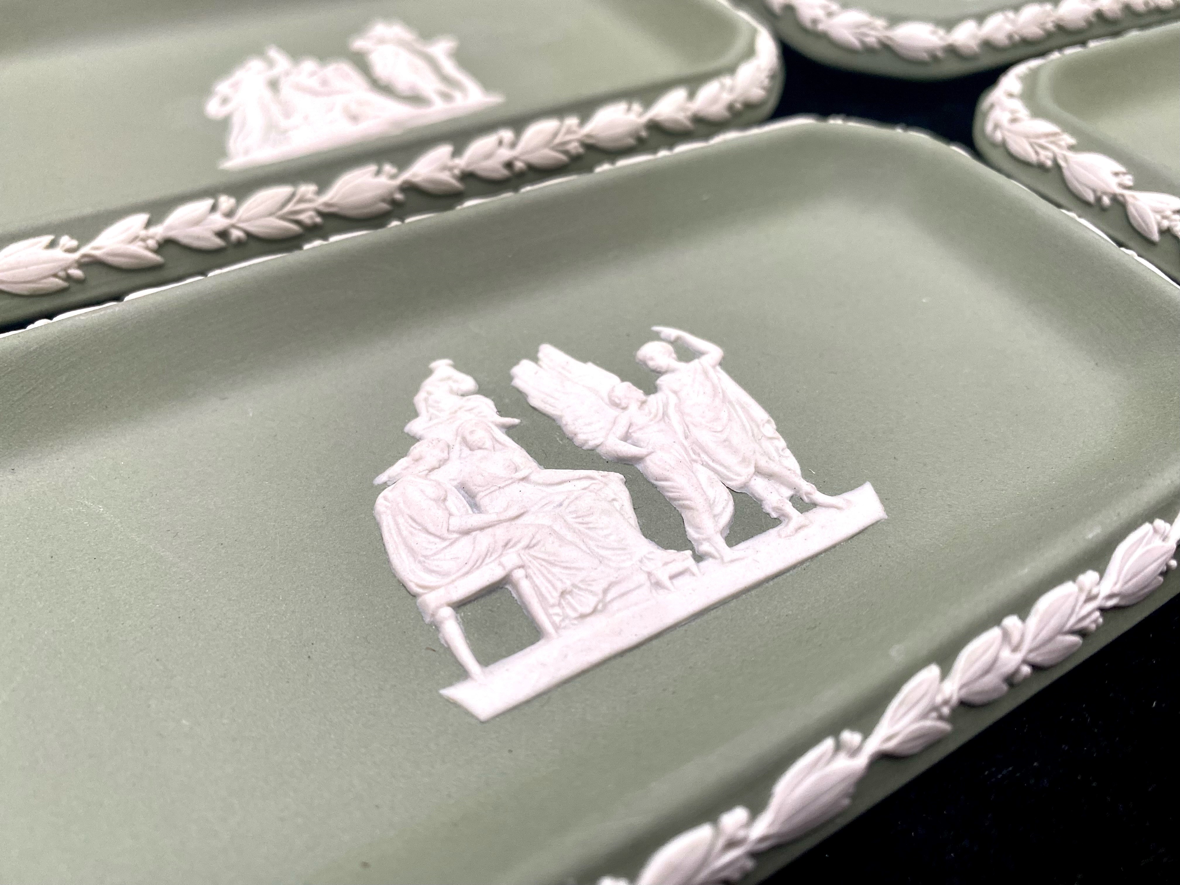 Wedgwood Green Jasper Ware 6 x Oblong Dishes. In very good condition with original box. - Image 3 of 4