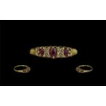 Antique Period Attractive 18ct Gold Ruby and Diamond Set Dress Ring, Gallery Setting. Maker D & Co.