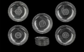 Chinese Set Of 14 Sterling Silver Coin Base Small Dishes - (1) Some Set With Kwang-Tung Province,
