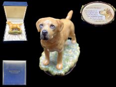 Halcyon Days Bonbonnieres Figure of a Labrador Retriever, golden colour, mounted. In original box.