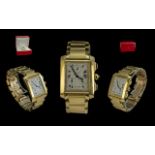 Cartier Gents 18ct Gold Tank Francaise 183 Chronograph Watch.