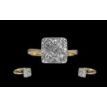 Art Deco Period - Attractive 18ct Gold and Platinum Diamond Set Ring.