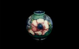 Moorcroft Small Signed ' Ochre Pomegranate ' Bud Vase. Full Marks to Base. Stands Approx 5 Inches