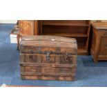 Large Vintage Wooden Domed Top Solid Wood Pirates Chest / Storage Chest / Blanket Chest,