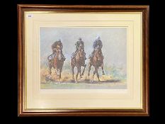 Horse Racing Interest C A Verity Limited Edition Coloured Print. Framed and mounted behind glass.