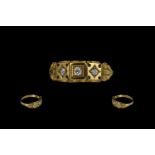 Antique Period - Attractive 18ct Gold Diamond Set Ring, Ornate Design and Setting.