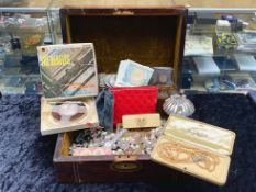**WITHDRAWN** Wooden Gloss Finish Jewellery Box containing a collection of costume jewellery