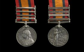 Queens South Africa Military Medal with 4 Ball Claps and Ribbon. Comprises 1/ South Africa 1901.