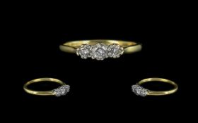 18ct Gold Three Stone Diamond Ring, set with round brilliant cut diamonds, claw set, fully