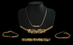 Ladies 18ct Gold Diamond Set Necklace of Pleasing Design and Proportions,