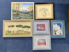 Selection of Original Artwork, including Kershaw (Mountain & Sheep), Ted Pickup (Botanical),
