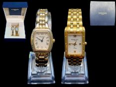 Raymond Weil - Two Ladies Gold Plated Wrist Watches. Quartz movements with integrated bracelets.