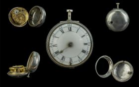 George III Sterling Silver Verge Pair Cased Pocket Watch. Movement Signed George Rycroft of Dublin.