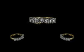 18ct Gold Attractive Seven Stone Diamond Set Ring, marked 750 to interior of shank. The seven