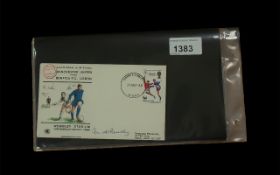 Matt Busby Autograph on 1968 Manchester United US Bonfica at Wembley Stadium Stamp Cover.