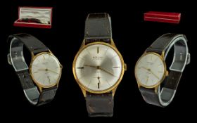 Perona Swiss Made 17 Jewels Incabloc Gold on Steel, Mechanical Wind Slim line Wrist Watch,
