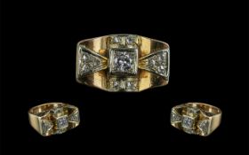 18ct Gold Attractive Diamond Set Ring. Marked 18ct to Shank.