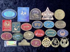 Box of Metal Canal & Lock Plaques, including Huddersfield Canals Festival, Bingley Five Rise Locks,