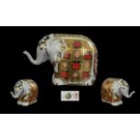 Royal Crown Derby Old Imari Pattern Gold Band Small Elephant Figure - Paperweight.