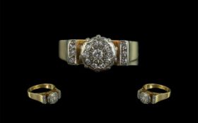 18ct Gold Diamond Set Dress Ring. Marked