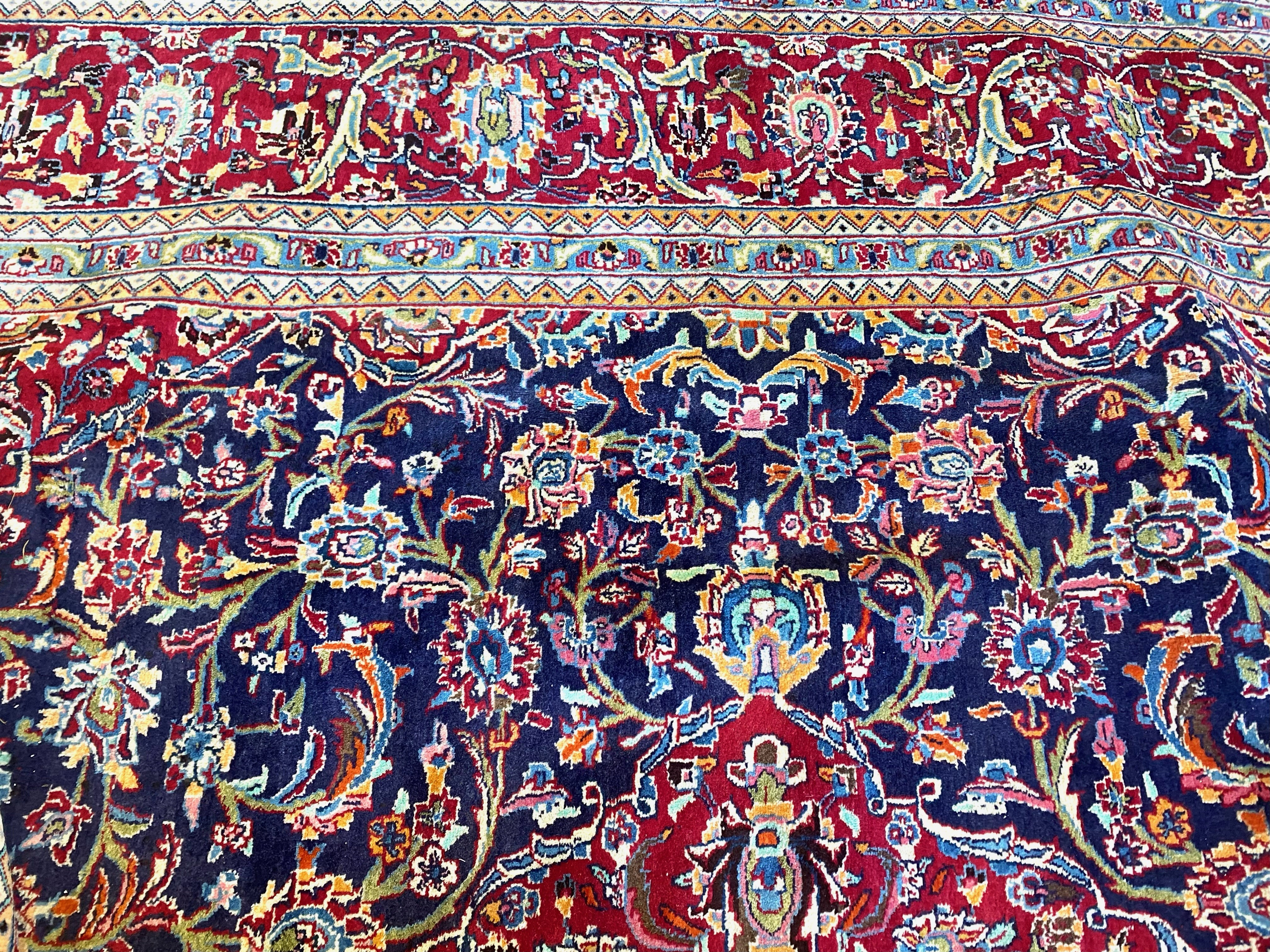 Large Blue Ground Persian Kashan Carpet, - Image 2 of 2