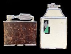 Art Deco Lighter & Cigarette Holder, enamel white casing (some wear), 4.25" length, 2.5" wide.