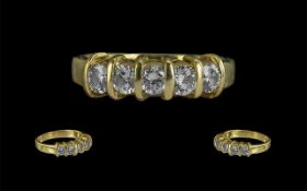 Ladies 18ct Gold Attractive and Well Designed Five Stone Diamond Set Ring,