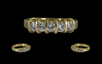 Ladies 18ct Gold Attractive and Well Designed Five Stone Diamond Set Ring,