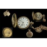 American Watch Co Waltham 14ct Gold Filled Full Hunter Keyless Pocket Watch with Attached Superior