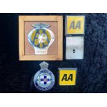 Collection of Car Badges, including three AA, one early example mounted,