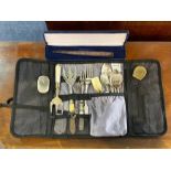 Mixed Lot of Metalware, some silver, to include mixed antique cutlery, two Vesta cases,