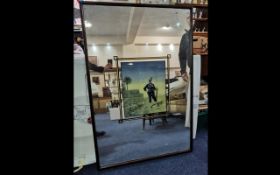 Large Advertising Mirror, Art Deco style with desert scene with soldier. Mid century.