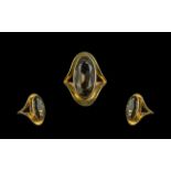 9ct Gold - Good Quality Single Smoky Topaz Stone Set Dress Ring. Marked 9ct to Shank.