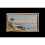 Edwin St John Watercolour 'Bay of Naples', in gilt frame, overall size 11.5" x 19.5".