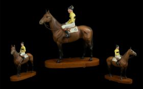 Beswick - Large Hand Painted Jockey and Horse Figure ' Connoisseur ' Series ' Arkle ' Pat Taffe