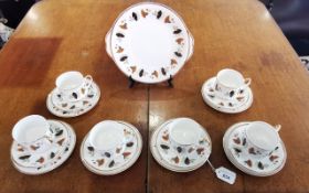 Staffordshire Bone China Tea Set 'Sheriden', comprising six cups, six saucers and six side plates,